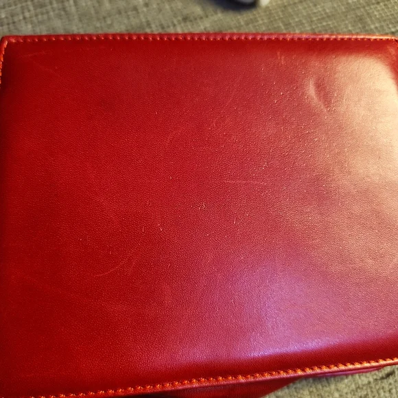 Loewe Red Leather Mini Clutch w/Gold Logo Branded Zipper Pull Charm Clutches & Wristlets